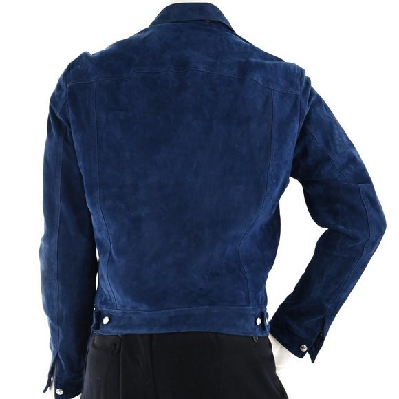 PAUL SMITH Men's Blue Suede Casual Jacket Size L - Picture 4 of 10
